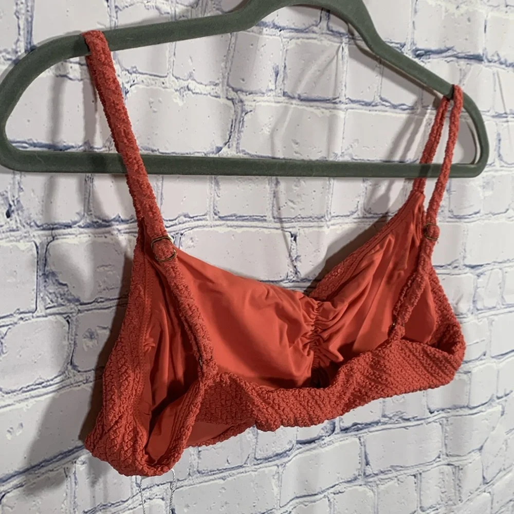 Andie Swim Womens Symi Bikini Top in Textured Pink Beach Vacation Cruise L NWT